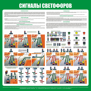 С39 Стенд сигналы светофоров (1000х1000 мм, пластик ПВХ 3 мм, алюминиевый багет золотого цвета) - Стенды - Стенды по безопасности дорожного движения - Магазин охраны труда и техники безопасности stroiplakat.ru